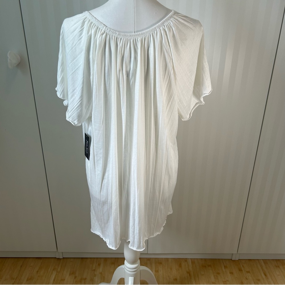 NWT New York Laundry white ruffle raglan embroidery flowy pretty blouse Size 2X - Picture 7 of 10